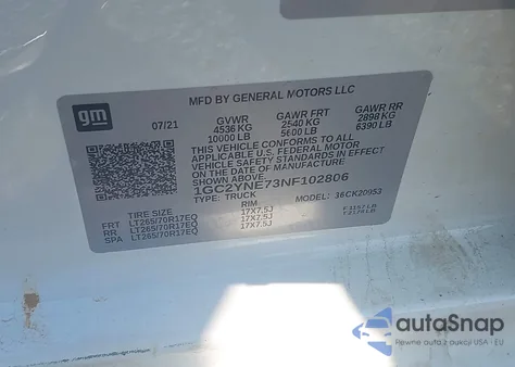 2022 Chevrolet Silverado 2500Hd 4Wd Long Bed Lt from USA, damaged, VIN 1GC2YNE73NF102806